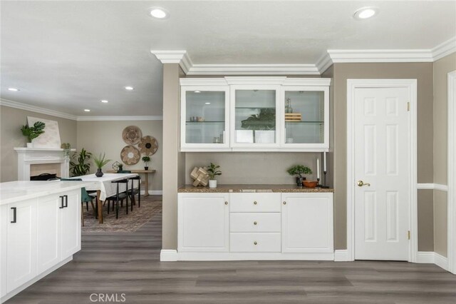 2306 255th St, Lomita, CA 90717 - bar with wood finished floors, crown molding, and recessed lighting