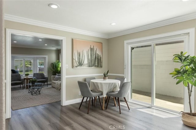 2306 255th St, Lomita, CA 90717 - dining room featuring wood finished floors, ornamental molding, and recessed lighting