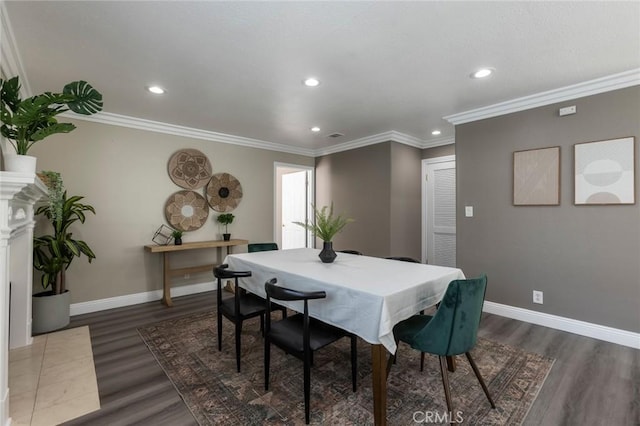 2306 255th St, Lomita, CA 90717 - dining space featuring recessed lighting, dark wood finished floors, and ornamental molding