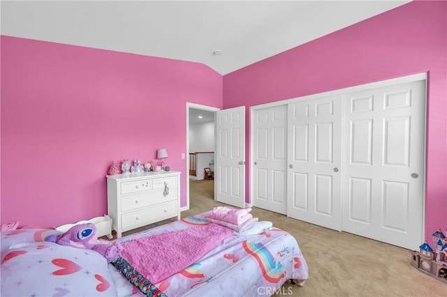 10850 Cameron Ct, Corona, CA 92883 - bedroom featuring carpet, lofted ceiling, and a closet