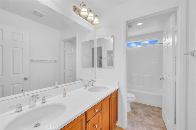 10850 Cameron Ct, Corona, CA 92883 - bathroom with double vanity, tile patterned flooring, and tub / shower combination