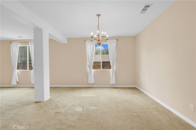 10850 Cameron Ct, Corona, CA 92883 - spare room featuring a chandelier and carpet floors