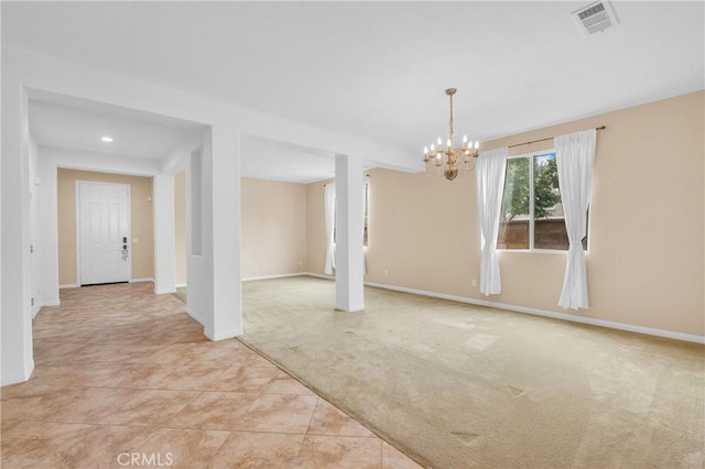 10850 Cameron Ct, Corona, CA 92883 - unfurnished room with a chandelier, light carpet, and recessed lighting