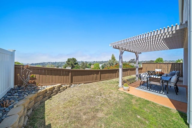 4507 Carnaby Ct, Carlsbad, CA 92010 - fenced backyard with a pergola, a patio area, and an outdoor hangout area