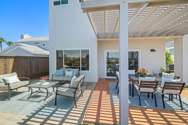 4507 Carnaby Ct, Carlsbad, CA 92010 - view of patio / terrace with an outdoor living space, a pergola, and outdoor dining area