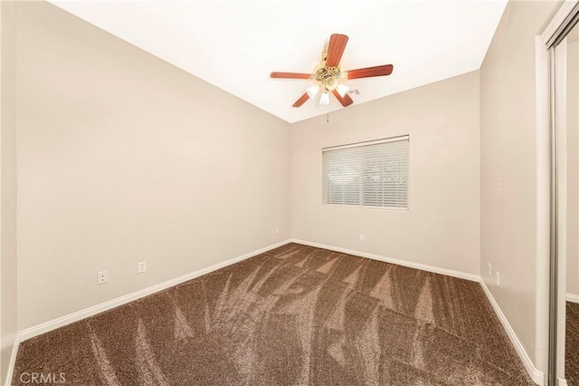 33430 133rd St E, Pearblossom, CA 93553 - unfurnished room featuring dark carpet, a ceiling fan, and lofted ceiling
