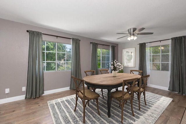4356 Gardena Dr, Riverside, CA 92506 - dining space with healthy amount of natural light, wood finished floors, and ceiling fan
