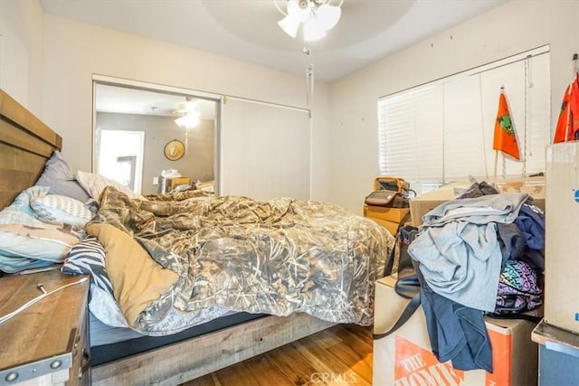 9130 Hargill, Bellflower, CA 90706 - bedroom with wood finished floors and a ceiling fan