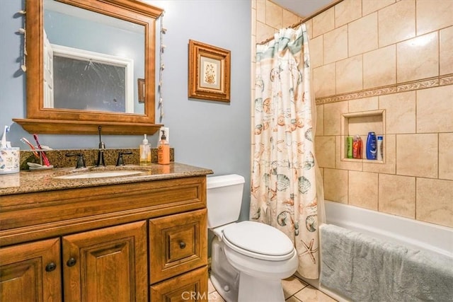 9130 Hargill, Bellflower, CA 90706 - bathroom with vanity, shower / bathtub combination with curtain, and tile patterned flooring
