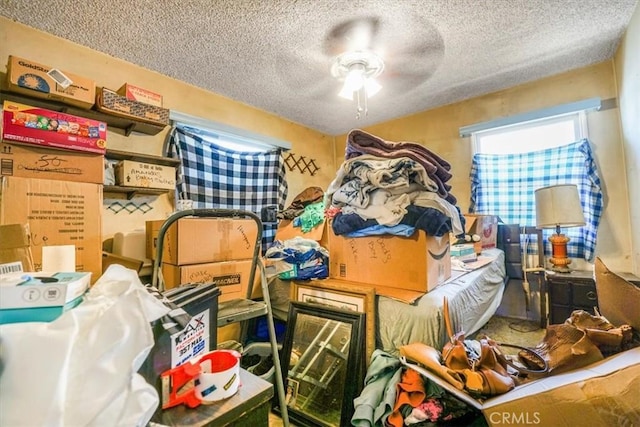 9130 Hargill, Bellflower, CA 90706 - bedroom with a textured ceiling and a ceiling fan