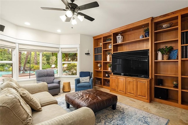 3130 Shady Grove Ct, Chico, CA 95973 - living room featuring ceiling fan and recessed lighting