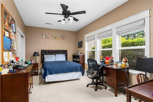 3130 Shady Grove Ct, Chico, CA 95973 - carpeted bedroom featuring an office area and ceiling fan
