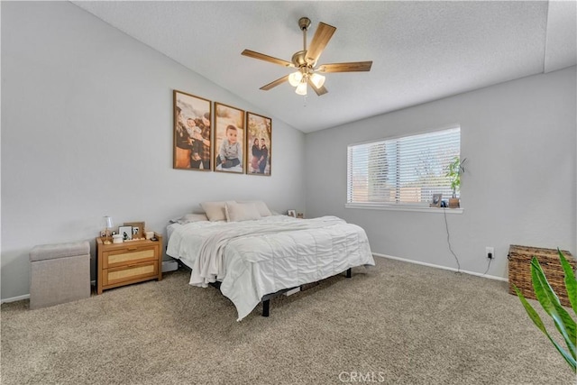 6231 Almond Valley Way, Quartz Hill, CA 93536 - bedroom featuring carpet, vaulted ceiling, a textured ceiling, and a ceiling fan