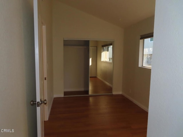 808 Magnolia Ave Unit 3, Pasadena, CA 91106 - unfurnished bedroom featuring wood finished floors, lofted ceiling, and a closet