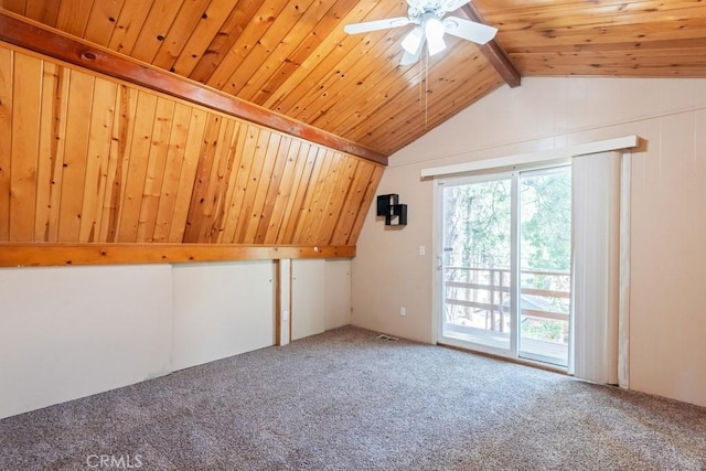 2616 Secret Dr, Running Springs, CA 92382 - bonus room featuring carpet floors, ceiling fan, and wood ceiling