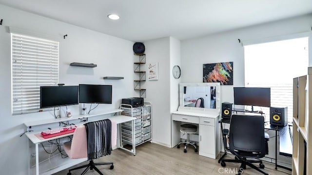 17554 Waterfall Ct, Fountain Valley, CA 92708 - office featuring light wood-type flooring, healthy amount of natural light, and recessed lighting