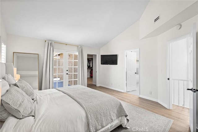 2017 Curtis Ave Unit B, Redondo Beach, CA 90278 - bedroom with french doors, wood finished floors, and lofted ceiling