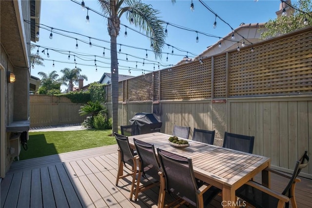 2017 Curtis Ave Unit B, Redondo Beach, CA 90278 - deck featuring a fenced backyard, outdoor dining space, and a grill