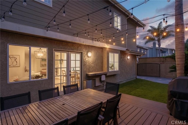 2017 Curtis Ave Unit B, Redondo Beach, CA 90278 - deck featuring french doors, outdoor dining area, grilling area, and a gate