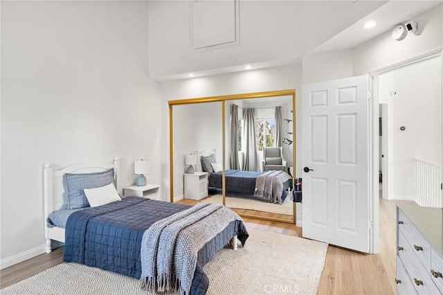 2017 Curtis Ave Unit B, Redondo Beach, CA 90278 - bedroom featuring light wood-style flooring, a closet, and recessed lighting