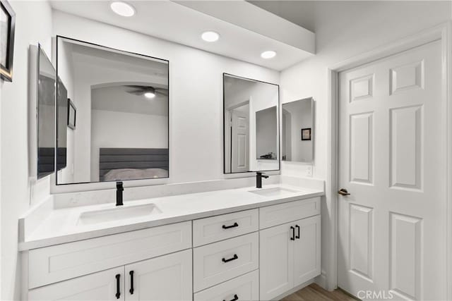 5650 Harvest Way, Yorba Linda, CA 92886 - ensuite bathroom featuring double vanity and recessed lighting