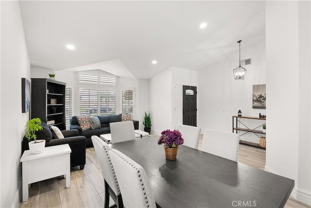 5650 Harvest Way, Yorba Linda, CA 92886 - dining area with vaulted ceiling, light wood-type flooring, and recessed lighting