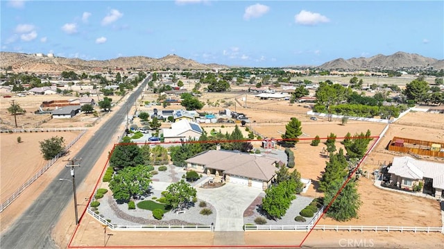 14908 Dakota Rd, Apple Valley, CA 92307 - aerial view of residential area with property boundaries highlighted and a mountainous background