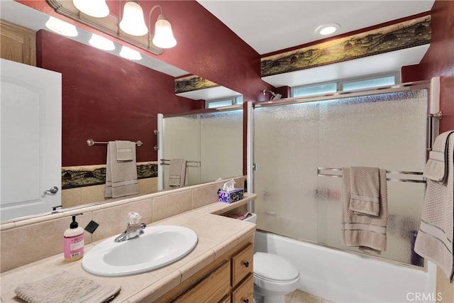 14908 Dakota Rd, Apple Valley, CA 92307 - bathroom featuring vanity and shower / bath combination with glass door