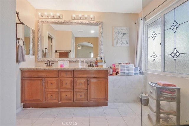 32124 Evening Primrose Trl, Campo, CA 91906 - bathroom with double vanity and tile patterned flooring