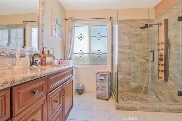 32124 Evening Primrose Trl, Campo, CA 91906 - full bathroom featuring vanity, a shower stall, and plenty of natural light