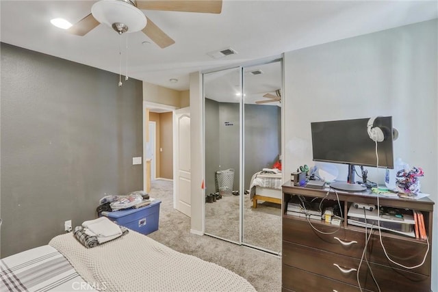 32124 Evening Primrose Trl, Campo, CA 91906 - bedroom with carpet flooring, a closet, and ceiling fan