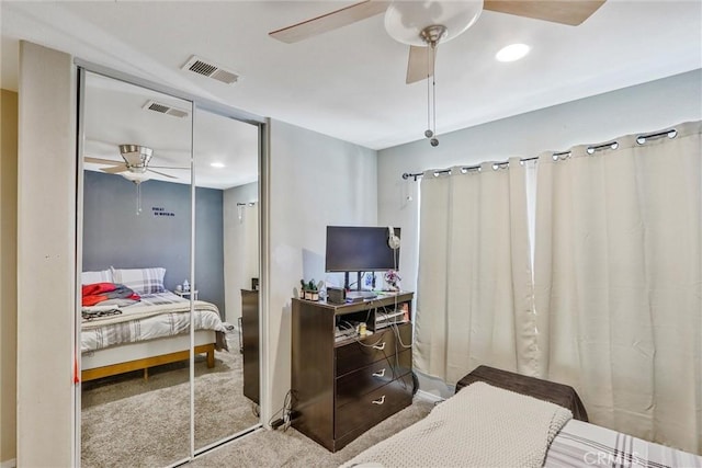 32124 Evening Primrose Trl, Campo, CA 91906 - carpeted bedroom featuring ceiling fan, recessed lighting, and a closet