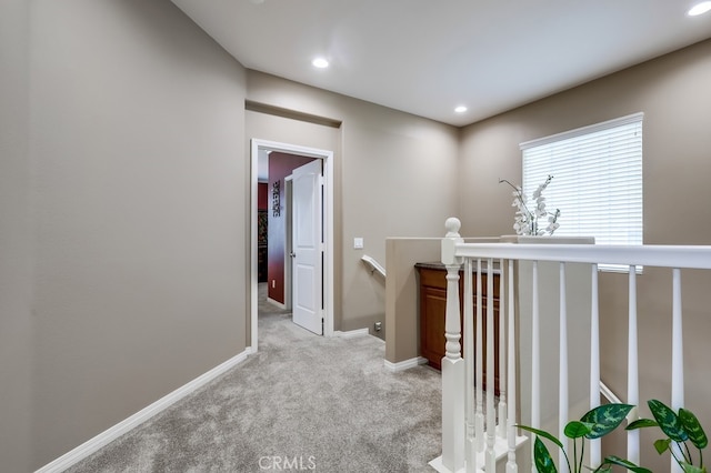 373 W Pebble Creek Ln, Orange, CA 92865 - hall featuring an upstairs landing, light carpet, and recessed lighting