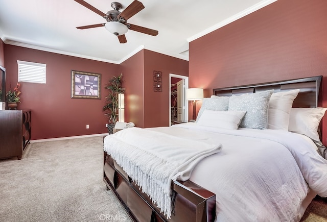 373 W Pebble Creek Ln, Orange, CA 92865 - bedroom featuring carpet floors, ornamental molding, a ceiling fan, and a spacious closet