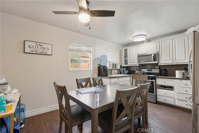 215 E 11th St Unit 4, Pomona, CA 91766 - dining room featuring dark wood finished floors and ceiling fan