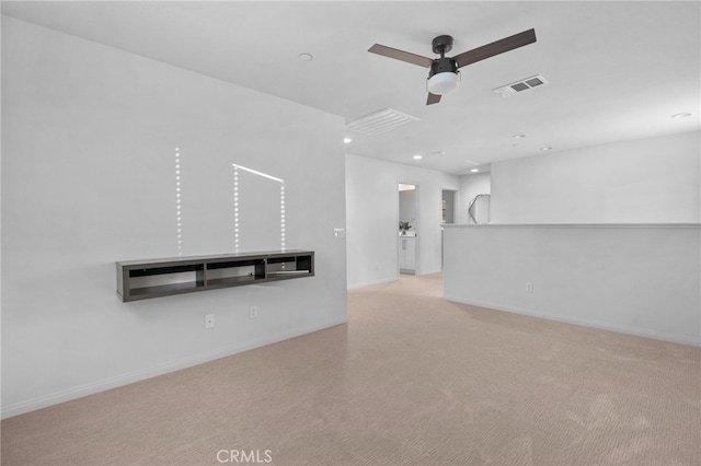 11824 Stonefield Dr, Corona, CA 92883 - unfurnished living room with ceiling fan, carpet floors, and recessed lighting