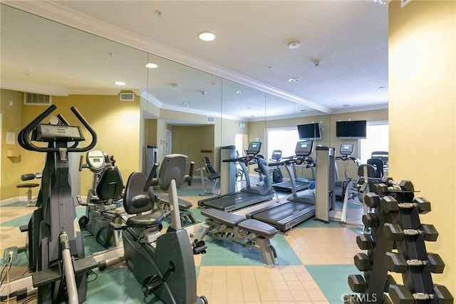 2750 Artesia Blvd Unit 313, Redondo Beach, CA 90278 - exercise room featuring crown molding and recessed lighting