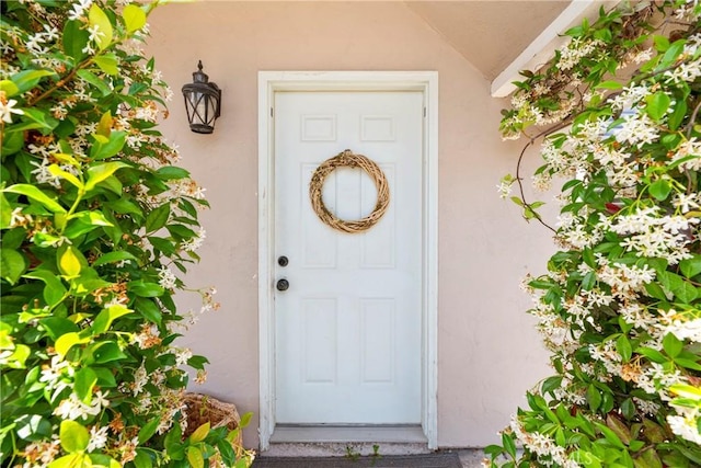 4054 Lewis St, Oceanside, CA 92056 - doorway to property featuring stucco siding