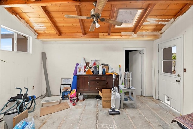 4054 Lewis St, Oceanside, CA 92056 - foyer entrance with wood ceiling, plenty of natural light, a skylight, and a ceiling fan