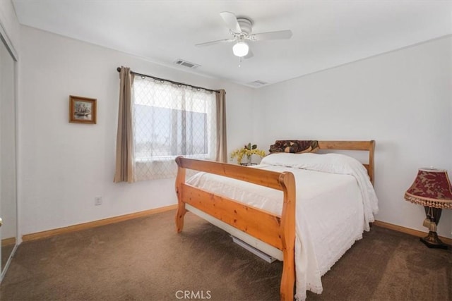 61975 La Brisa Dr, Joshua Tree, CA 92252 - bedroom with carpet floors and ceiling fan
