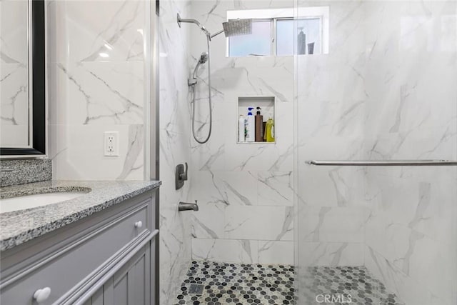 8801 Cedros Ave Unit 7, Panorama City, CA 91402 - full bath featuring vanity and a marble finish shower