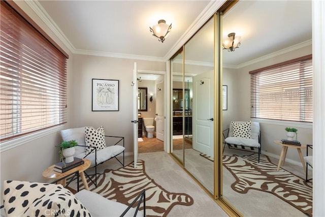 1915 Volk Ave, Long Beach, CA 90815 - sitting room featuring light colored carpet and ornamental molding