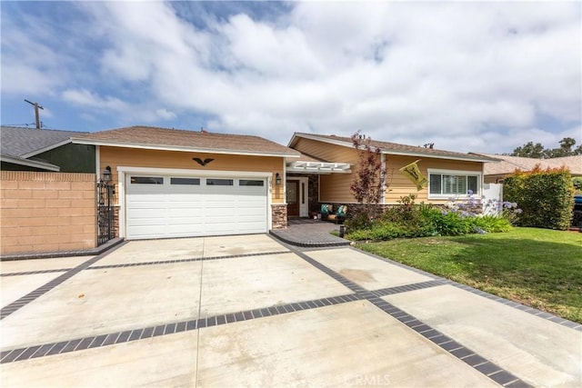 1915 Volk Ave, Long Beach, CA 90815 - view of front facade with driveway, an attached garage, and stone siding