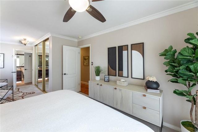 1915 Volk Ave, Long Beach, CA 90815 - bedroom with ornamental molding and a ceiling fan