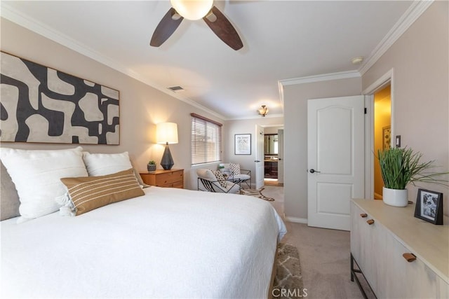 1915 Volk Ave, Long Beach, CA 90815 - bedroom with crown molding, light carpet, and ceiling fan