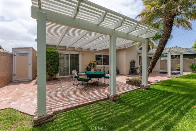 1915 Volk Ave, Long Beach, CA 90815 - view of patio with a pergola and a storage unit