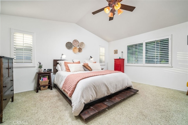 30050 Cabo Del Oeste, Highland, CA 92346 - bedroom with lofted ceiling, carpet floors, and ceiling fan