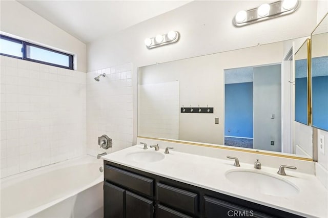1497 Ruby Dr, Perris, CA 92571 - full bathroom featuring double vanity and tub / shower combination