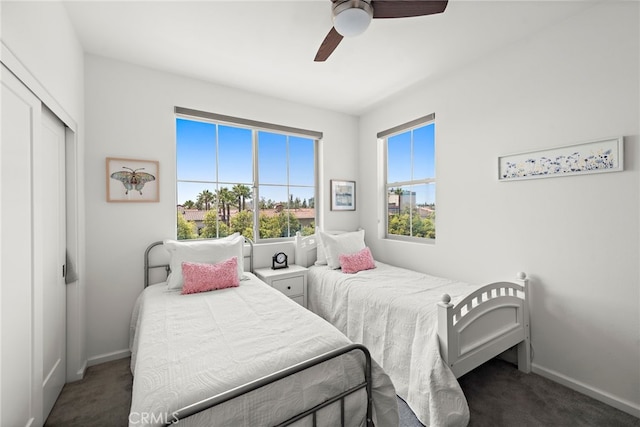 527 S Motif St, Anaheim, CA 92805 - carpeted bedroom featuring ceiling fan and a closet