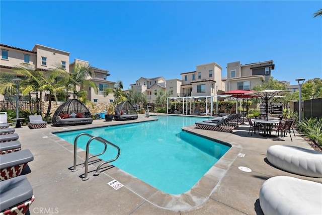527 S Motif St, Anaheim, CA 92805 - community pool featuring a residential view and a patio